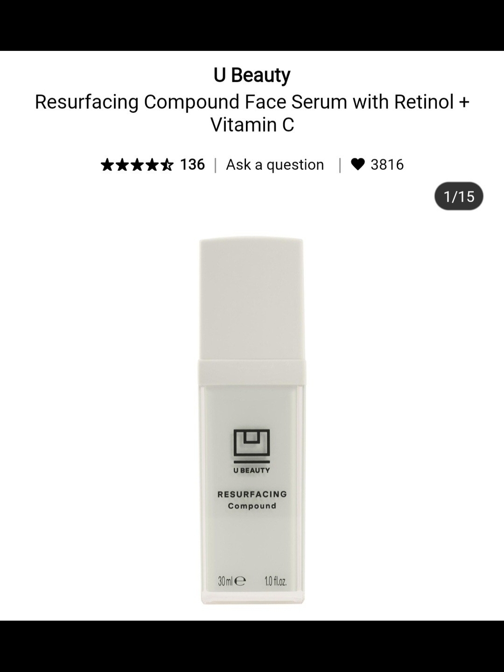 Resurfacing Compound Face Serum with Retinol + Vitamin C — White